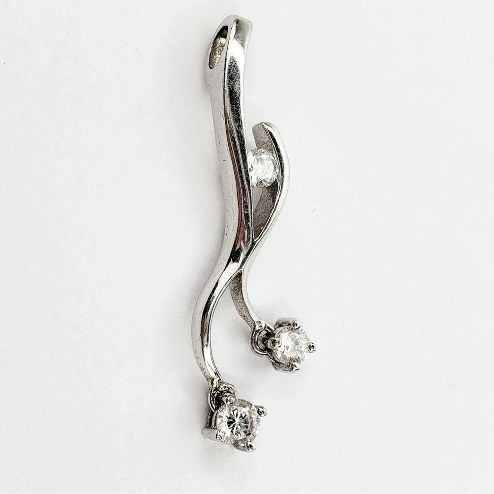 Vintage Pendant Sterling Silver 925 1.5in Silver Rhinestone Moveable Stones